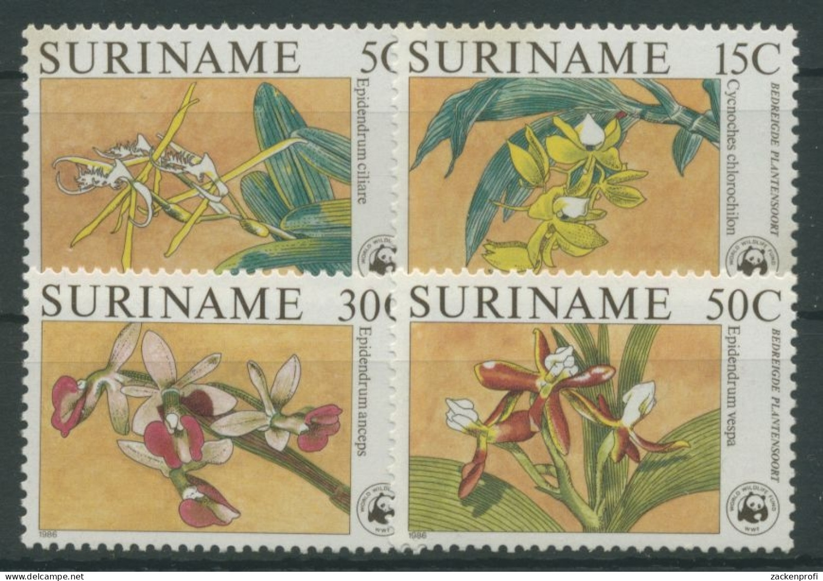 Surinam 1986 WWF Naturschutz Orchideen 1166/69 Postfrisch - Surinam