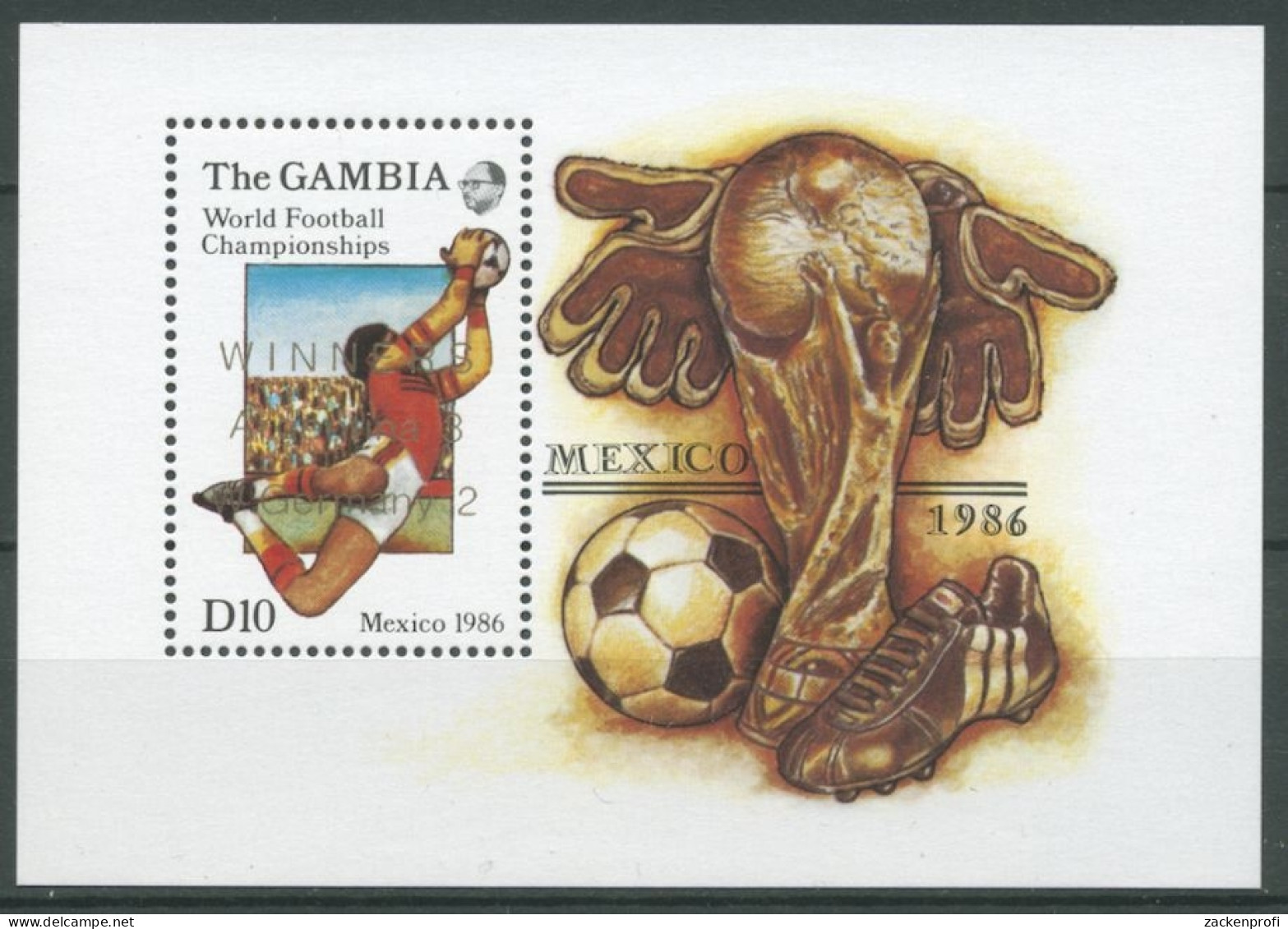 Gambia 1986 Fußball-WM In Mexiko Sieger Argentinien Block 28 Postfrisch (C27014) - Gambie (1965-...)