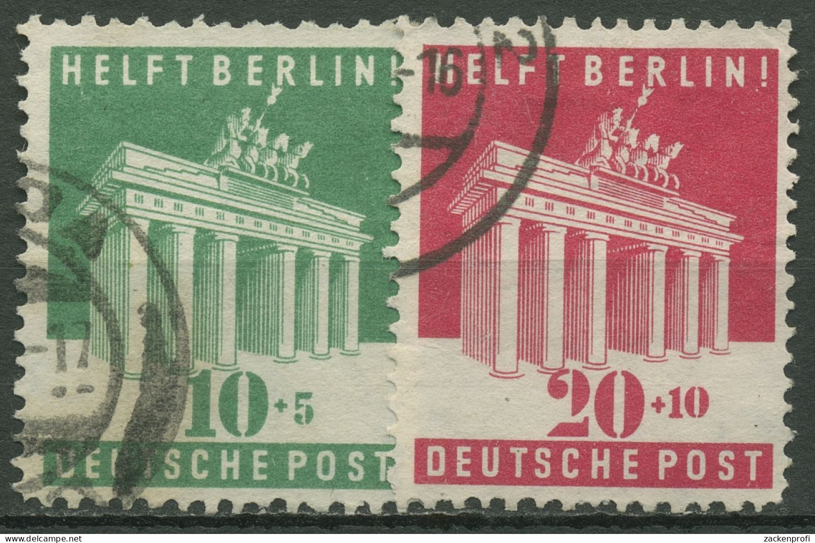 Bizone 1948 BERLIN-HILFE, Brandenburger Tor 101/02 E Gestempelt - Used