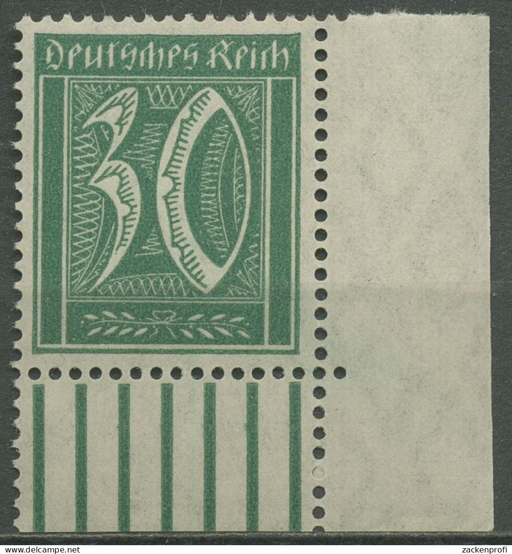 Deutsches Reich 1921 Ziffern Walzendruck 162 W UR Ecke U. Rechts Postfrisch - Ungebraucht