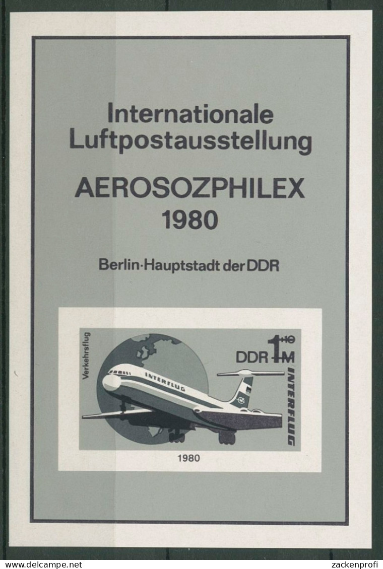 DDR 1980 AEROSOZPHILEX Interflug Schwarzdruck Block 59 S Postfrisch (C93700) - Sonstige & Ohne Zuordnung