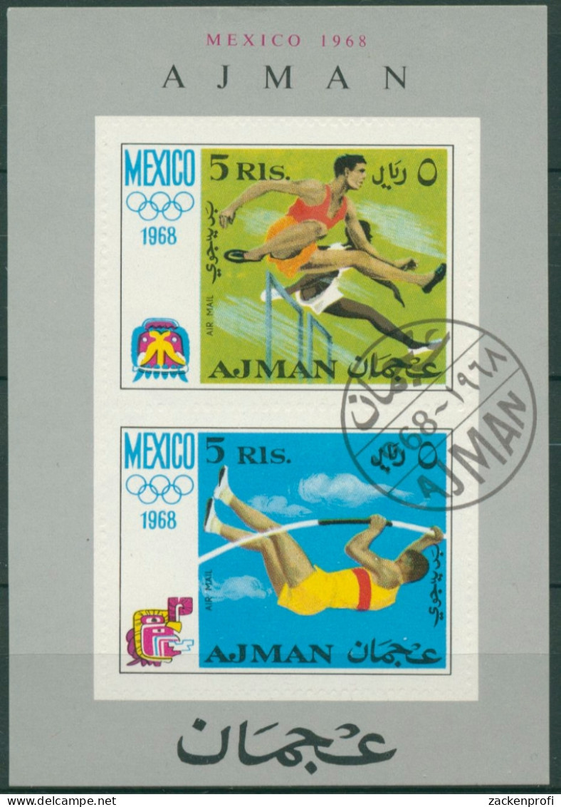 Ajman 1968 Olympiade Mexiko: Stabhochsprung Block 32 A Gestempelt (C30180) - Adschman