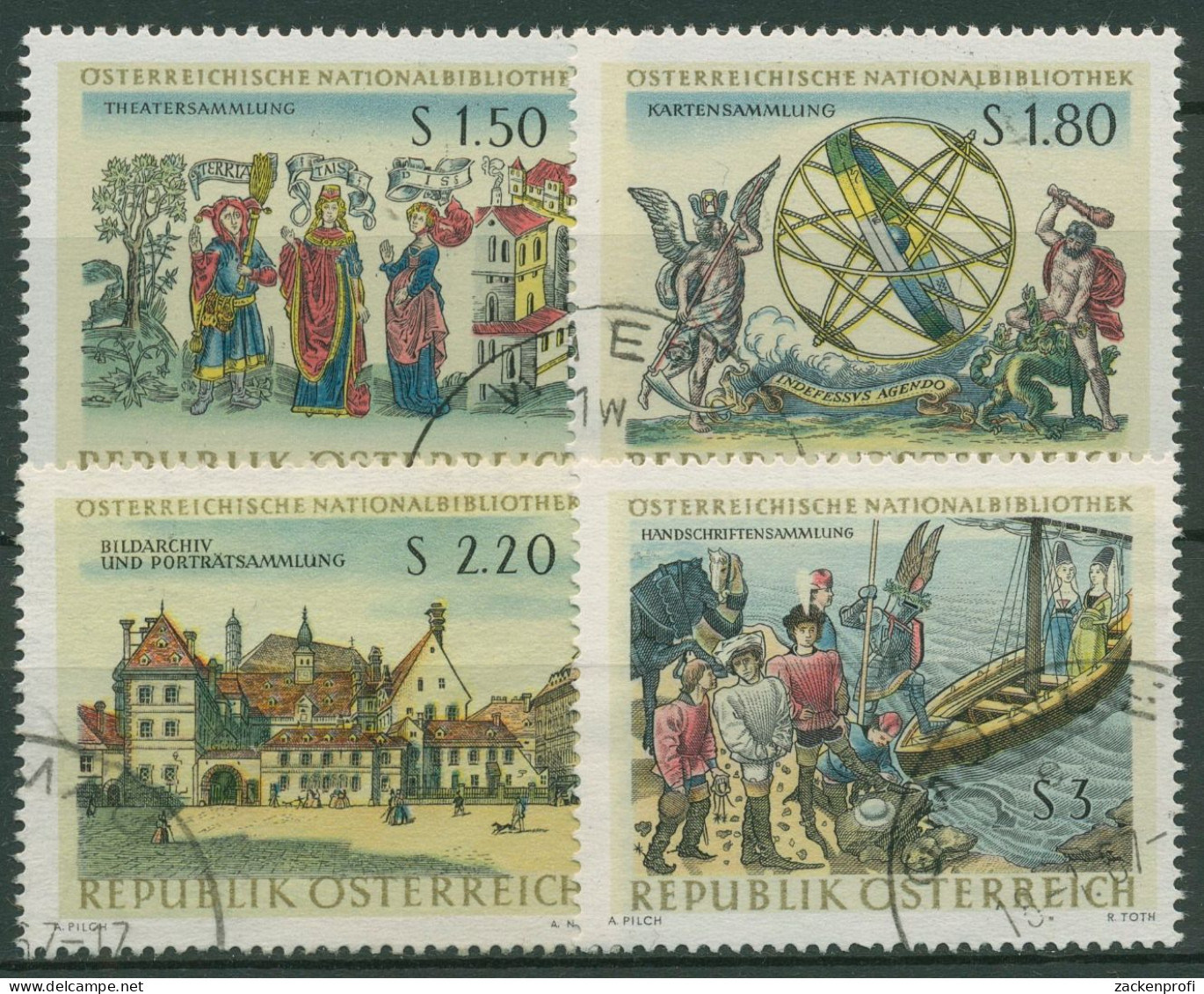 Österreich 1966 Nationalbibliothek Illustrationen 1218/21 Gestempelt - Used Stamps