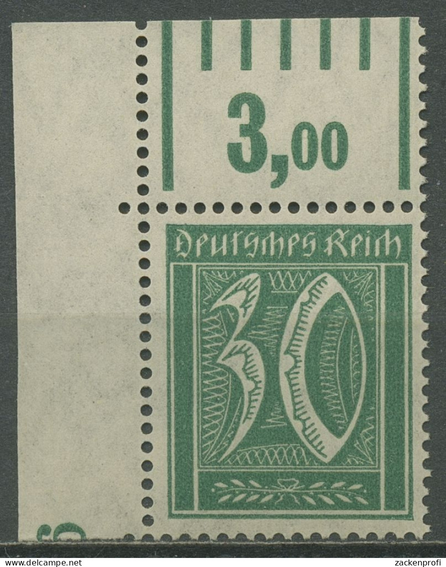 Deutsches Reich 1921 Ziffern Walzen-Oberrand 162 W OR Ecke O. Links Postfrisch - Neufs