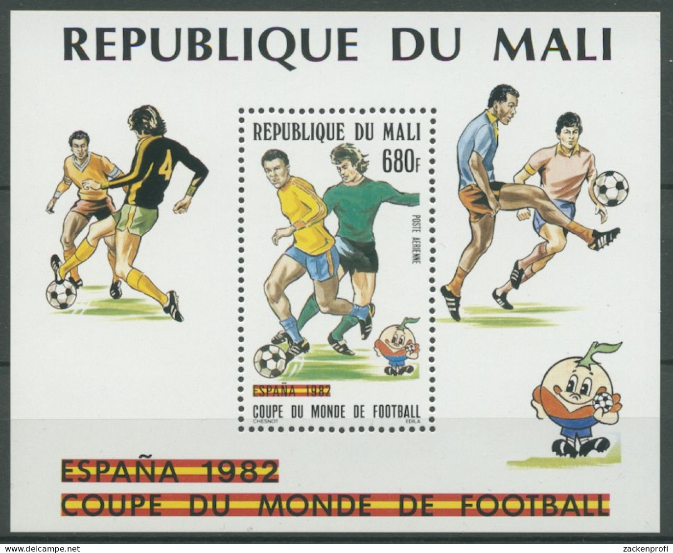 Mali 1982 Fußball-WM Spanien Spielszene Block 20 Postfrisch (C27079) - Mali (1959-...)