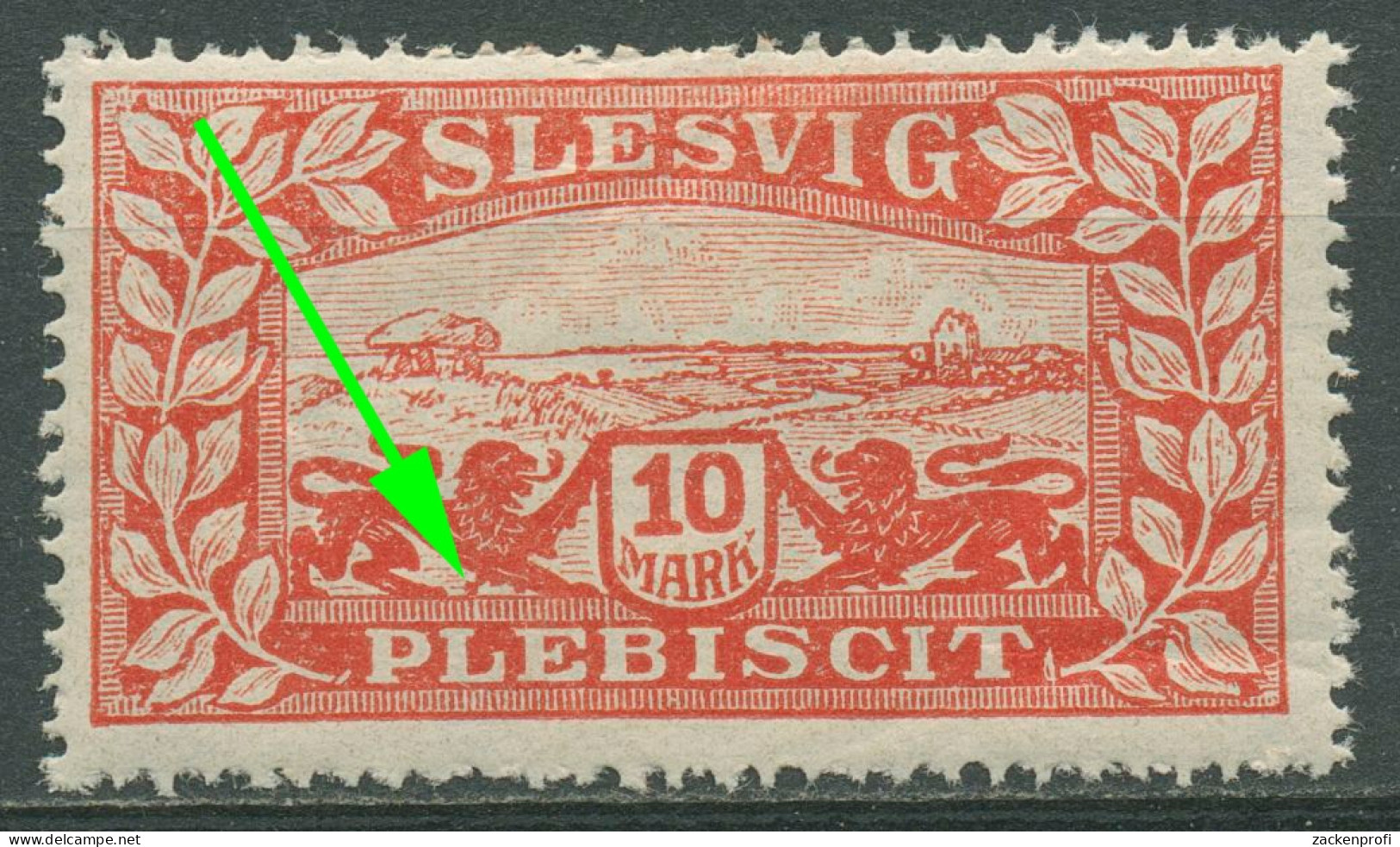 Schleswig 1920 Landschaft Mit Plattenfehler 14 II Mit Falz, Bügig - Other & Unclassified