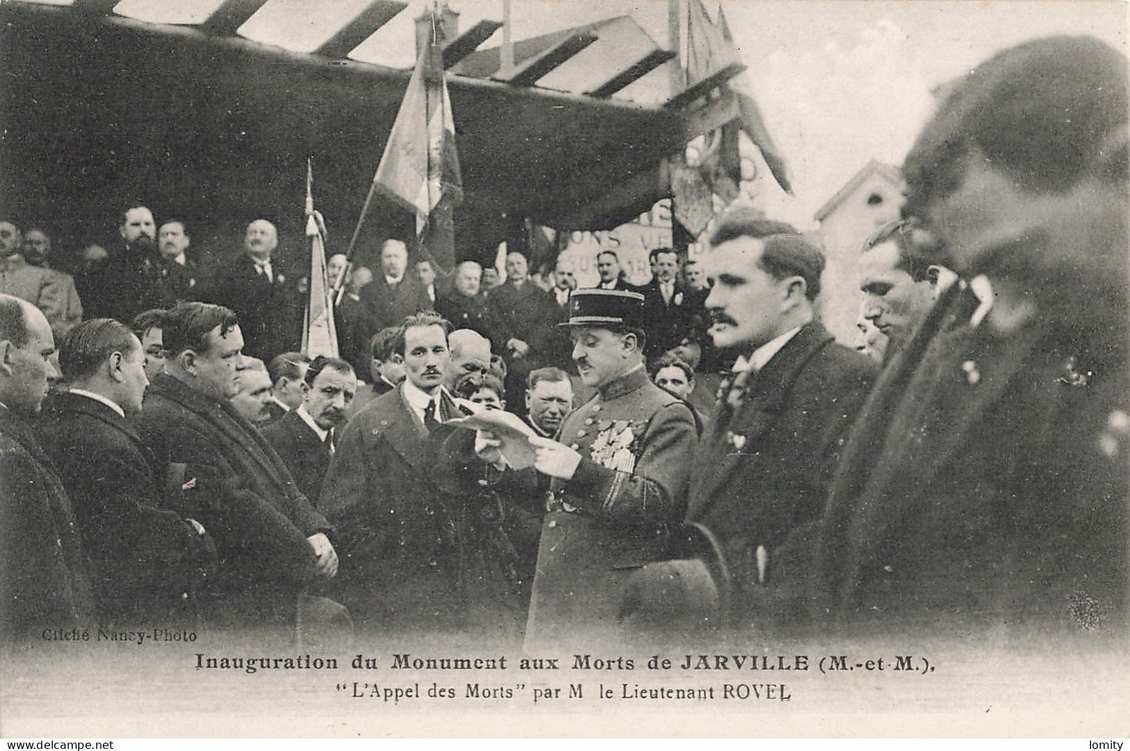 & Militaire Inauguration Monument Aux Morts De Jarville Guerre 1914 1918 CPA Appel Des Morts Par Lieutenant Rovel - Monuments Aux Morts