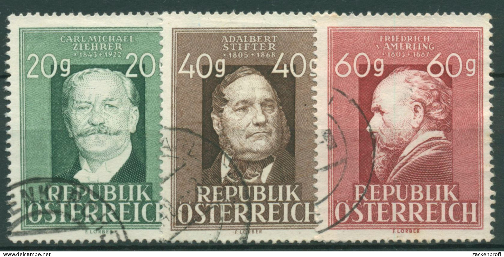 Österreich 1948 Künstler C.M. Ziehrer, A. Stifter, F. Amerling 855/57 Gestempelt - Used Stamps