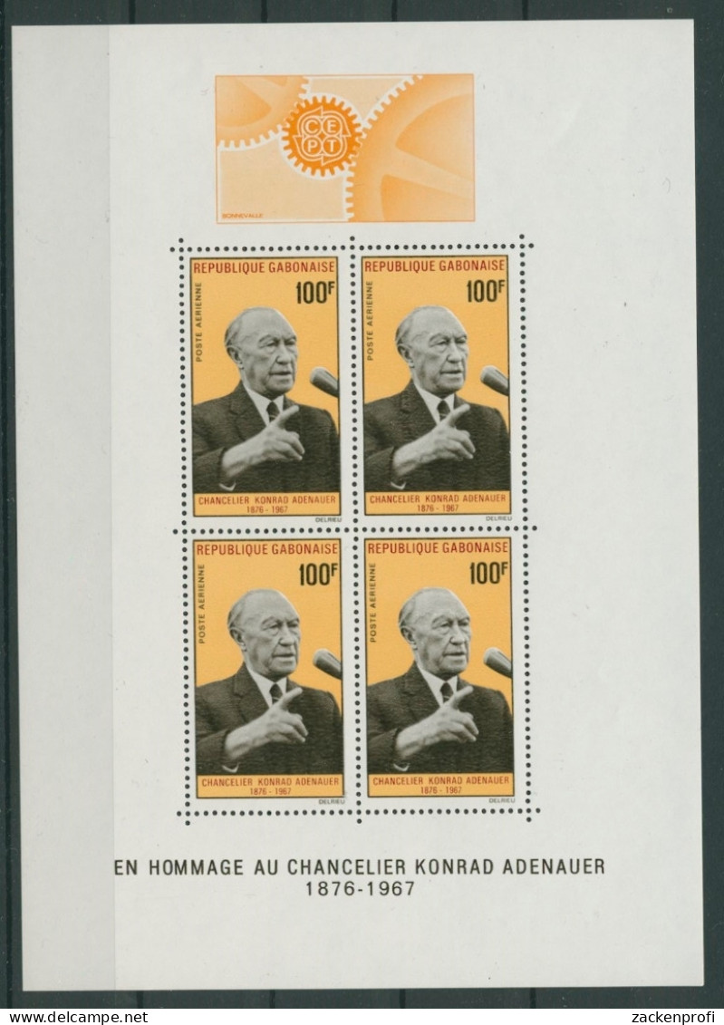 Gabun 1968 Erster Todestag Von Konrad Adenauer Block 9 Postfrisch (C27128) - Gabon