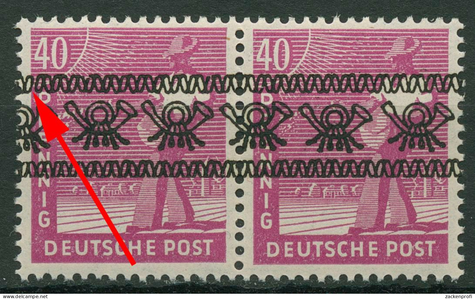 Bizone 1948 Bandaufdruck Mit Aufdruckfehler 47 I AF PII Paar Postfrisch - Neufs