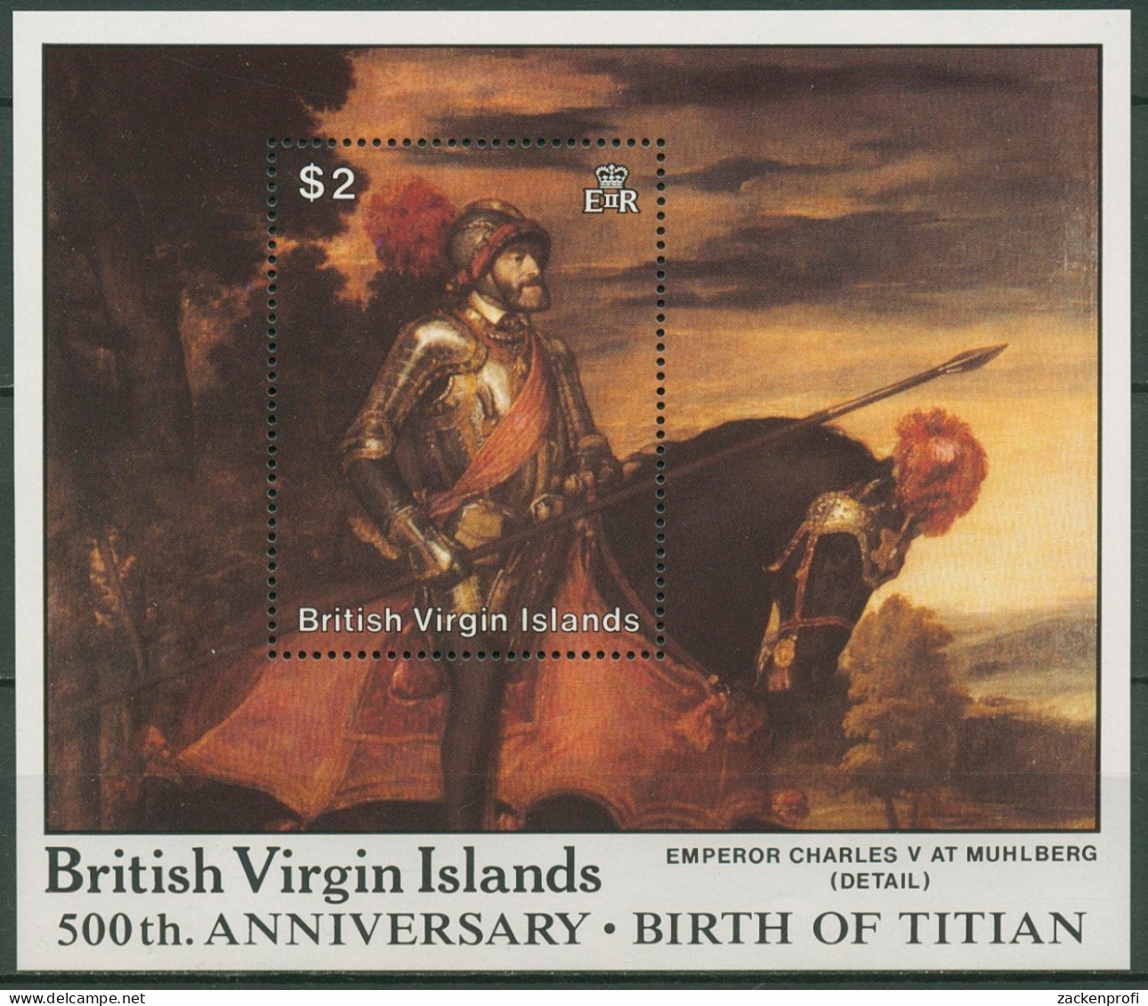 Britische Jungferninseln 1988 Gemälde Tizian Block 46 Postfrisch (C97229) - Britse Maagdeneilanden