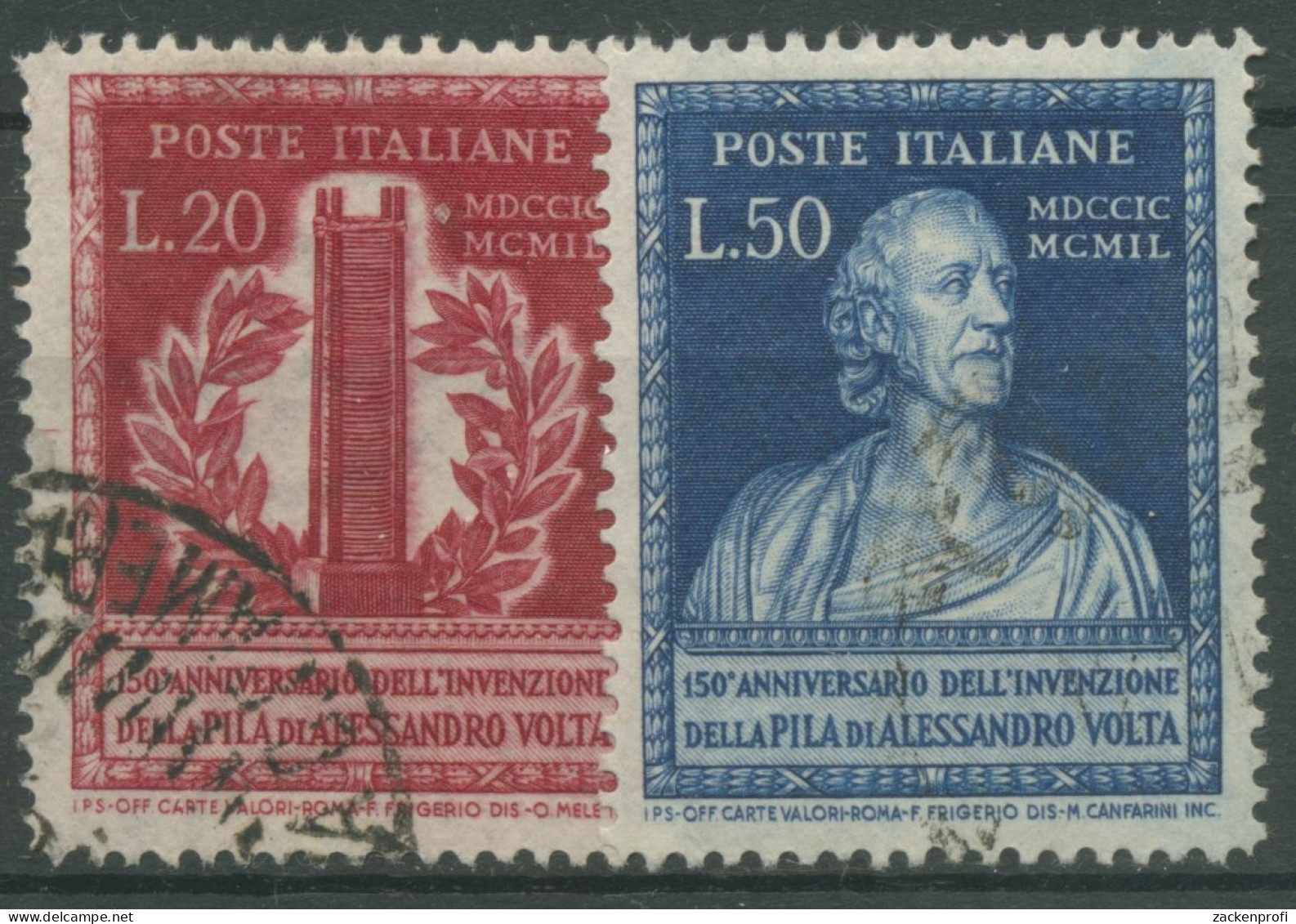 Italien 1949 100 Jahre Erfindung Der Voltaschen Säule 784/85 Gestempelt - 1946-60: Gebraucht