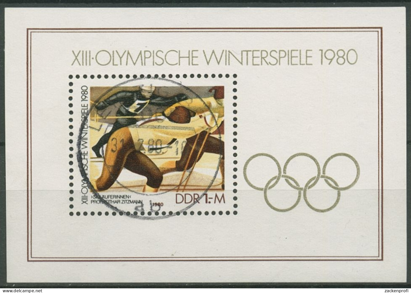 DDR 1980 Olympia Winterspiele Lake Placid Block 57 Mit TOP-Stempel (C96810) - Sonstige & Ohne Zuordnung