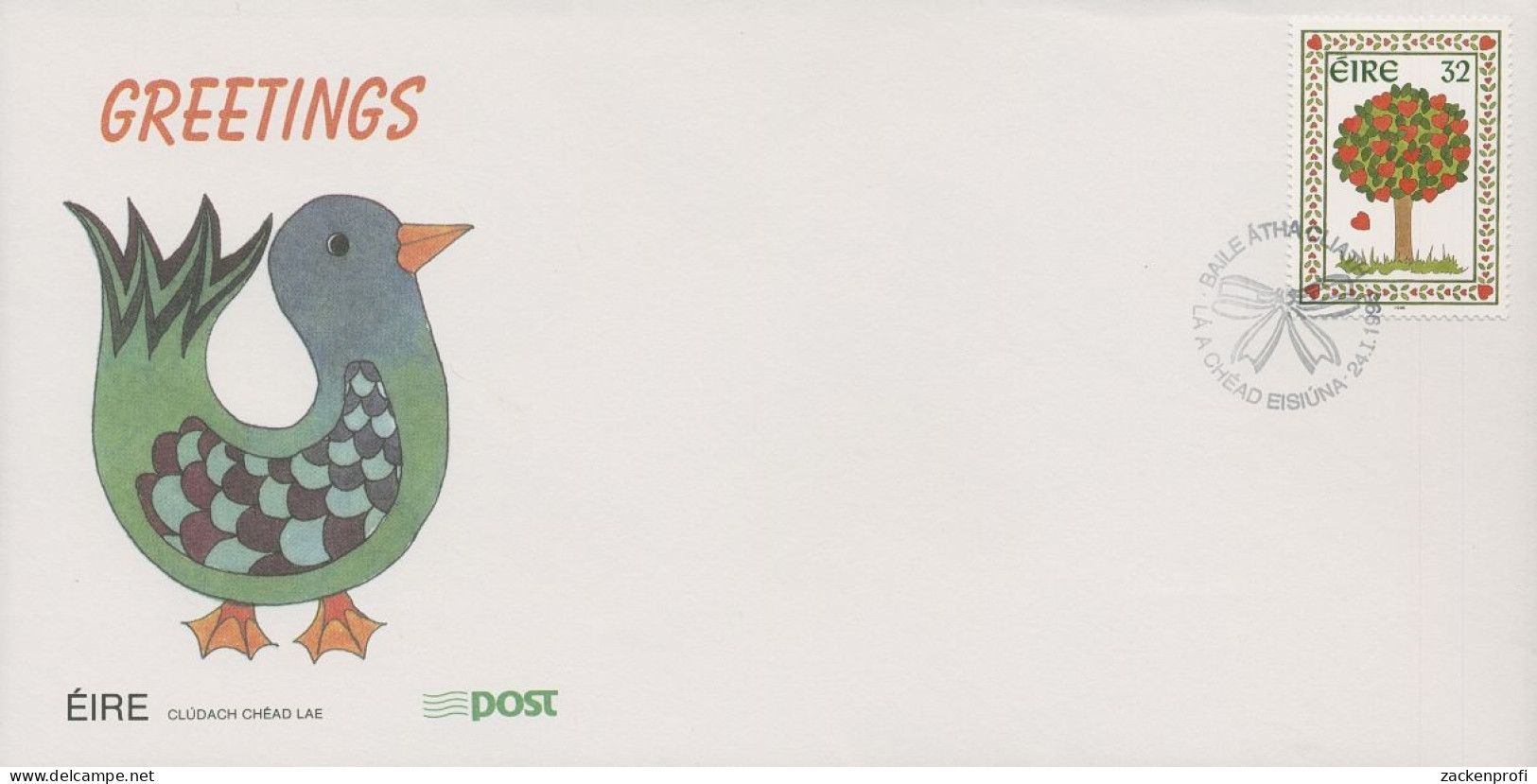 Irland 1995 Grußmarke: Baum Mit Herzen Ersttagsbrief 884 FDC (X18583) - FDC