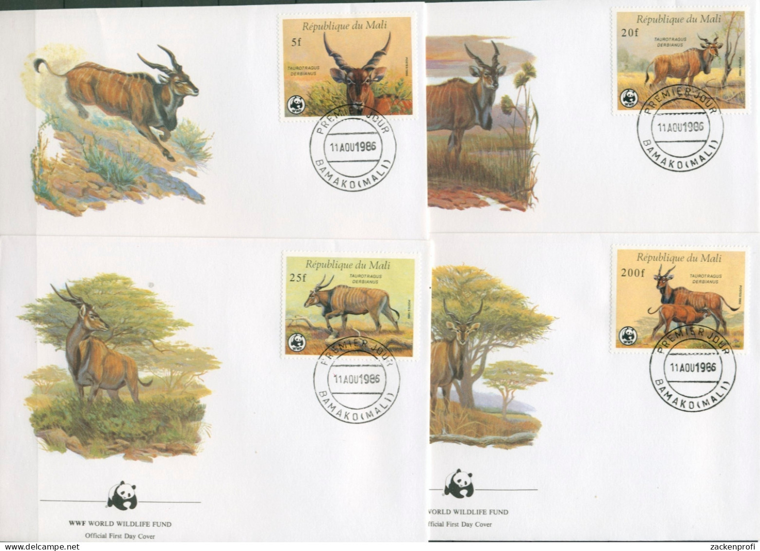 Mali 1986 WWF Antilope Waldelen 1078/81 FDC Postfrisch (X30646) - Mali (1959-...)