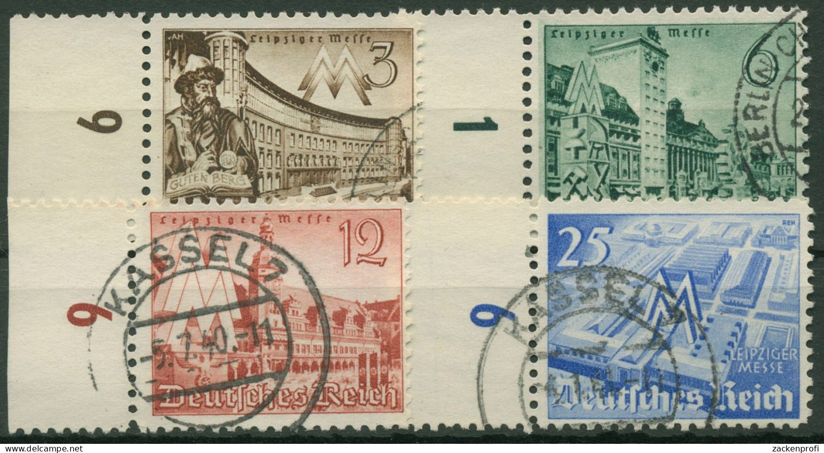 Deutsches Reich 1940 Leipziger Messe Seitenrand Links 739/42 Gestempelt - Gebraucht