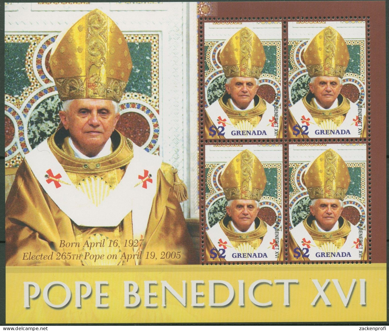 Grenada 2006 Papst Benedikt XVI. Kleinbogen 5699 K Postfrisch (C94607) - Grenada (1974-...)