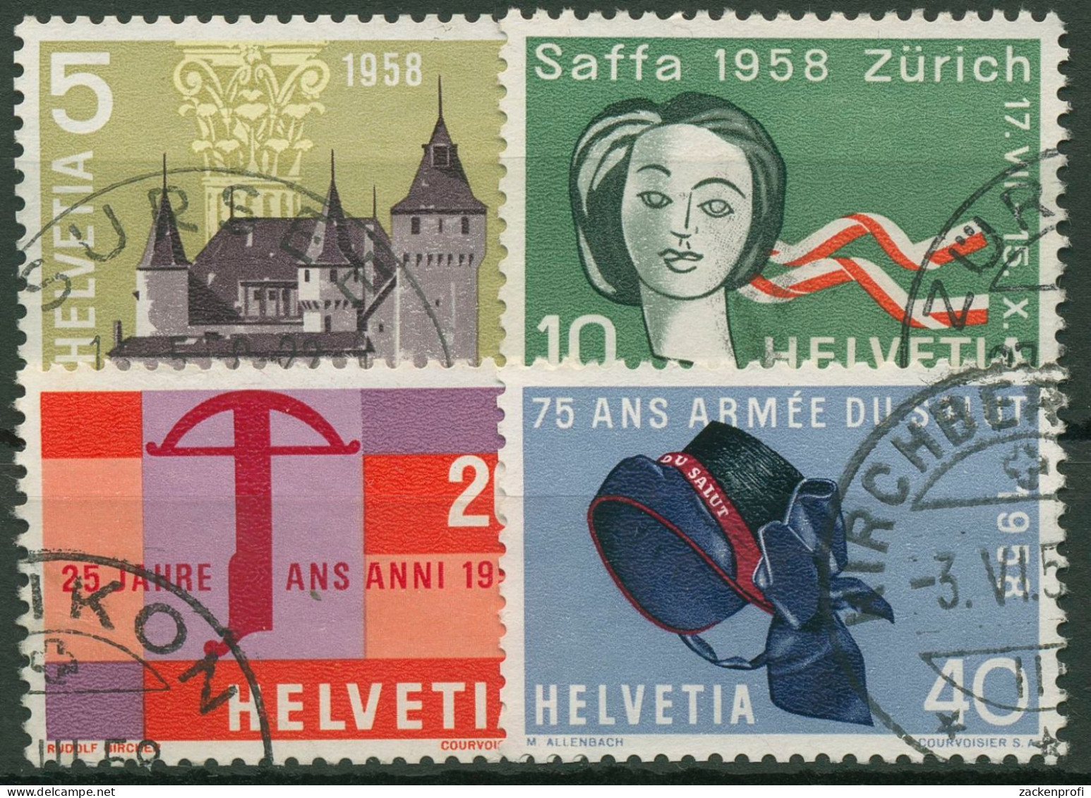 Schweiz 1958 Ereignisse Ausstellungen Schloss Nyon 653/56 Gestempelt - Used Stamps