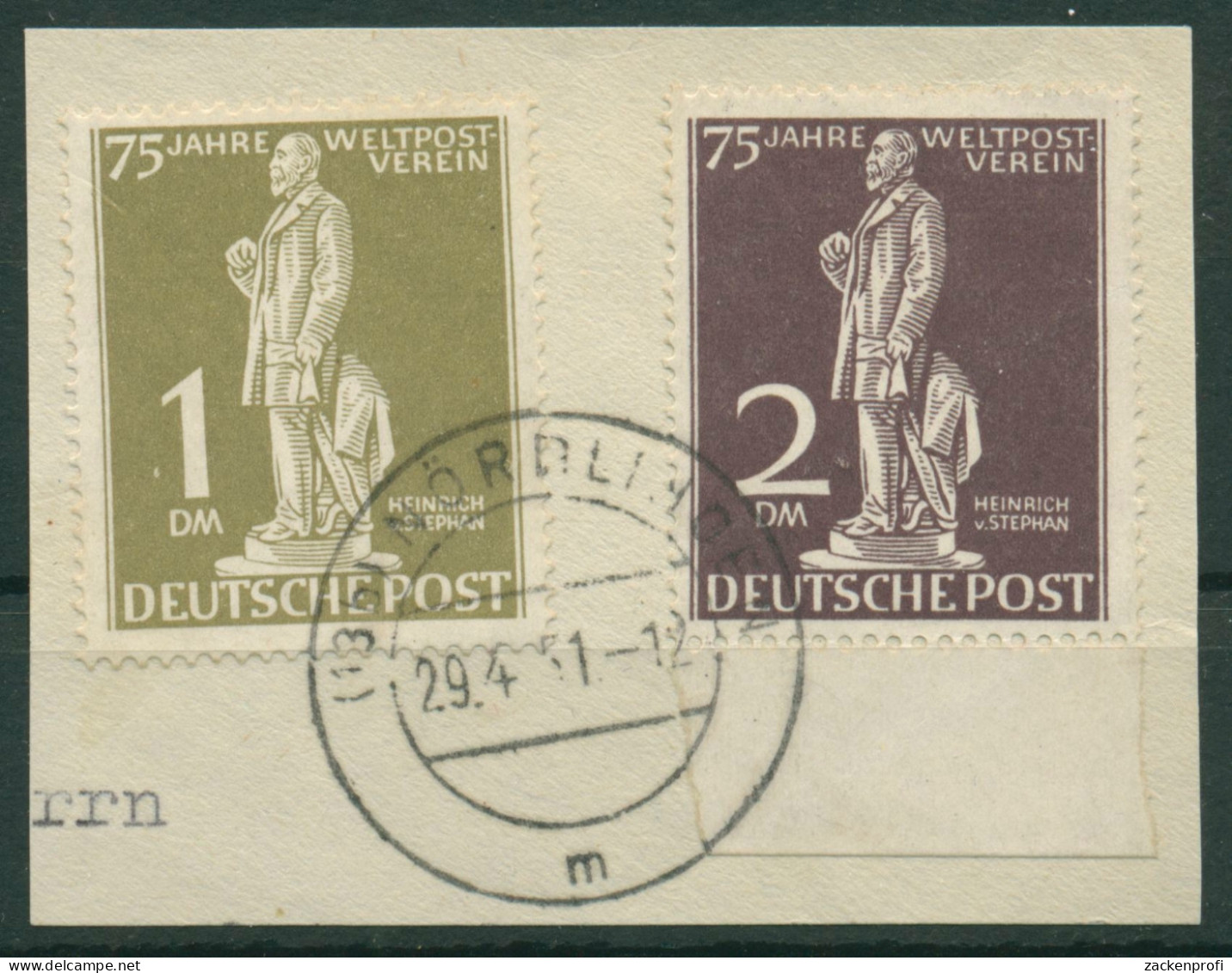 Berlin 1949 75 Jahre Weltpostverein UPU, Heinrich Von Stephan 40 + 41 Briefstück - Gebraucht