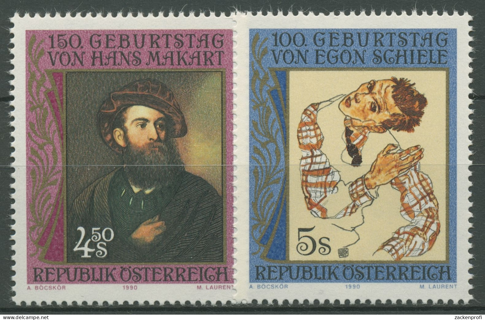 Österreich 1990 Maler Hans Makart Egon Schiele Gemälde 1991/92 Postfrisch - Neufs