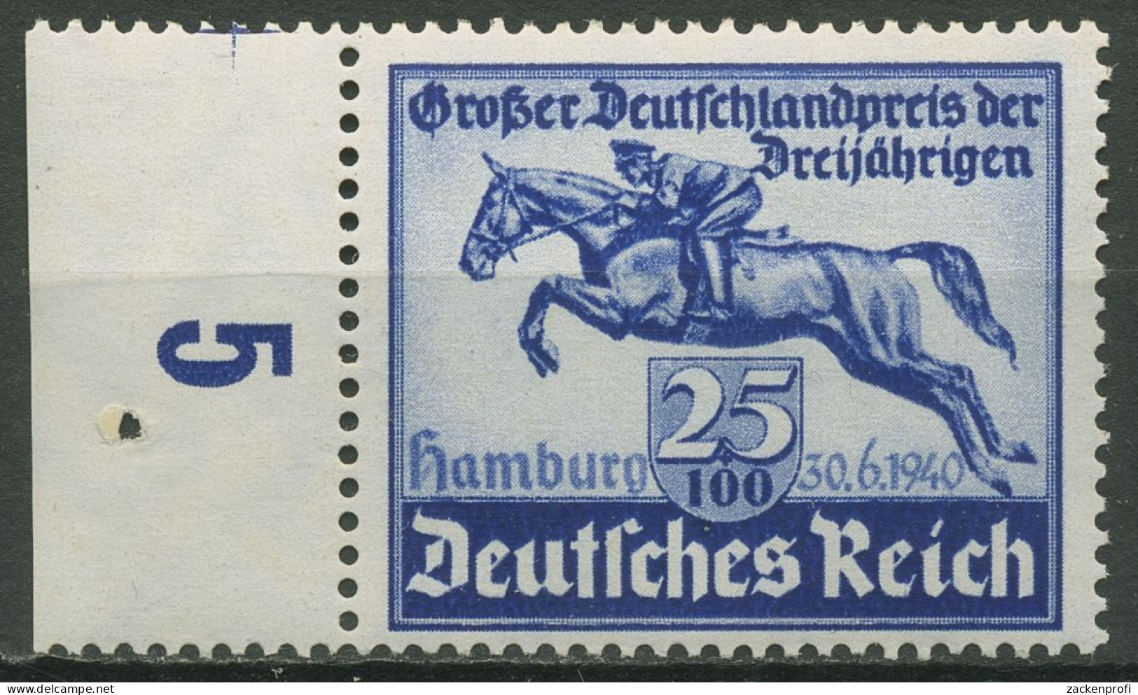 Deutsches Reich 1940 Das Blaue Band, Deutsches Derby 746 Rand Links Postfrisch - Neufs