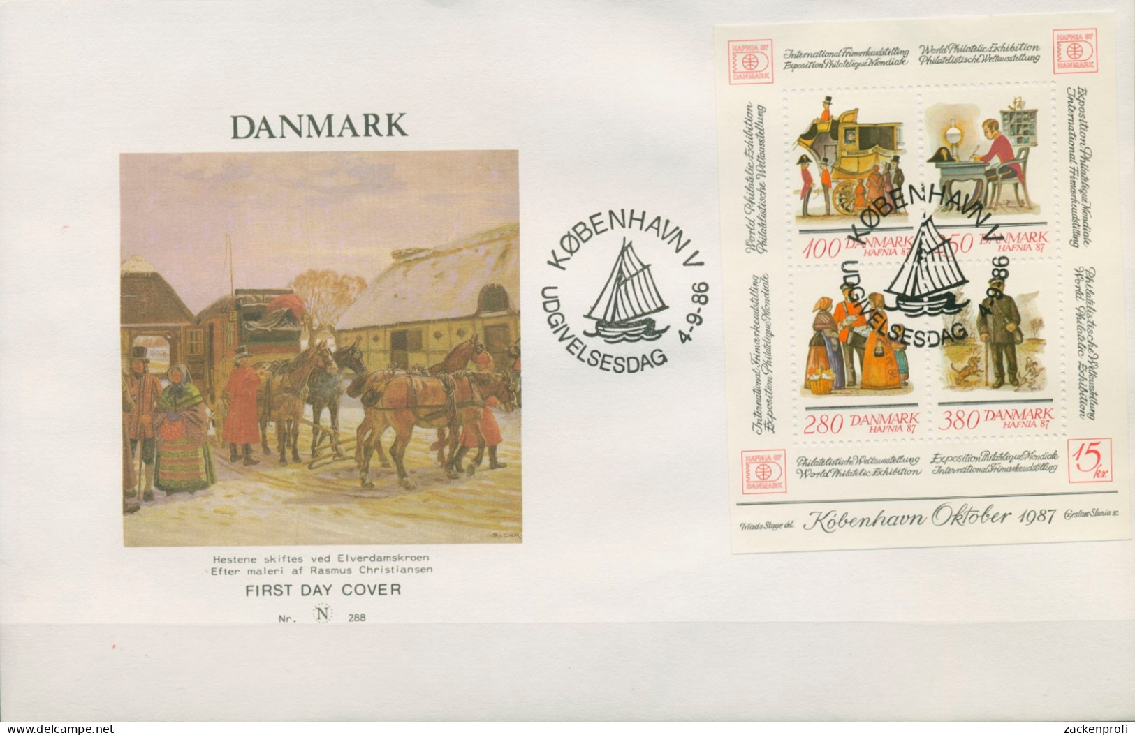 Dänemark 1986 HAFNIA'87 Kopenhagen Ersttagsbrief Block 6 FDC (X96595) - FDC