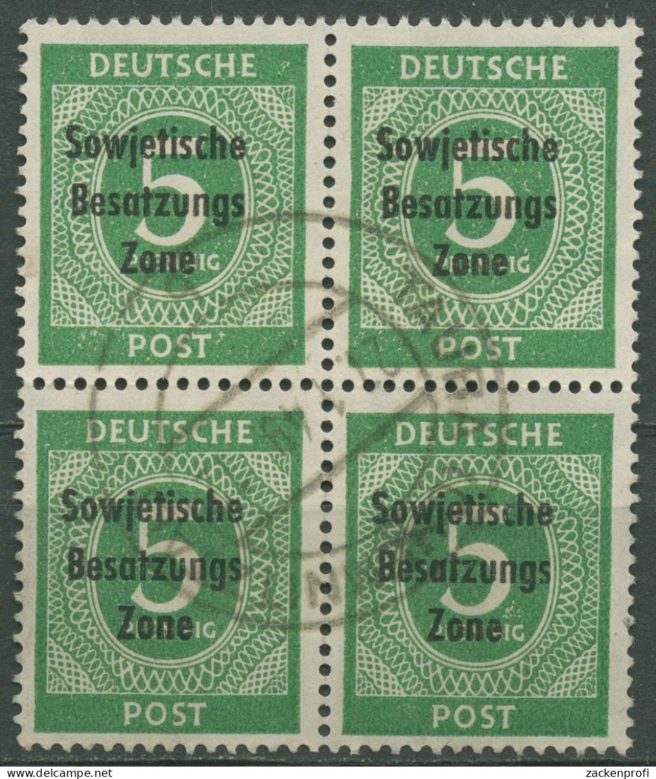 SBZ Allgemeine Ausgabe 1948 Freimarke Mit Aufdruck 207 A 4er-Block Gestempelt - Andere & Zonder Classificatie