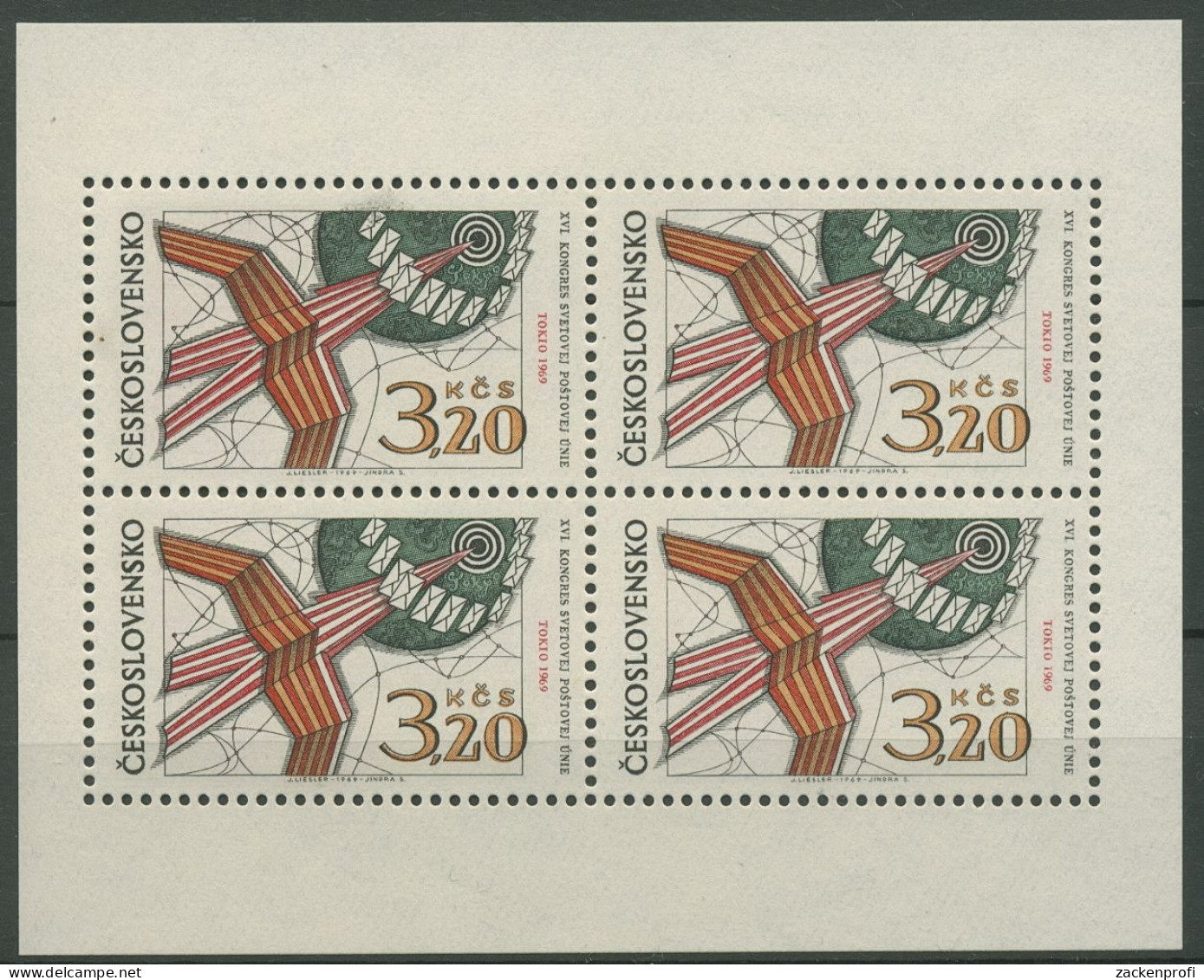 Tschechoslowakei 1969 Weltpostkongress Kleinbogen 1903 K Postfrisch (C91906) - Blocks & Kleinbögen