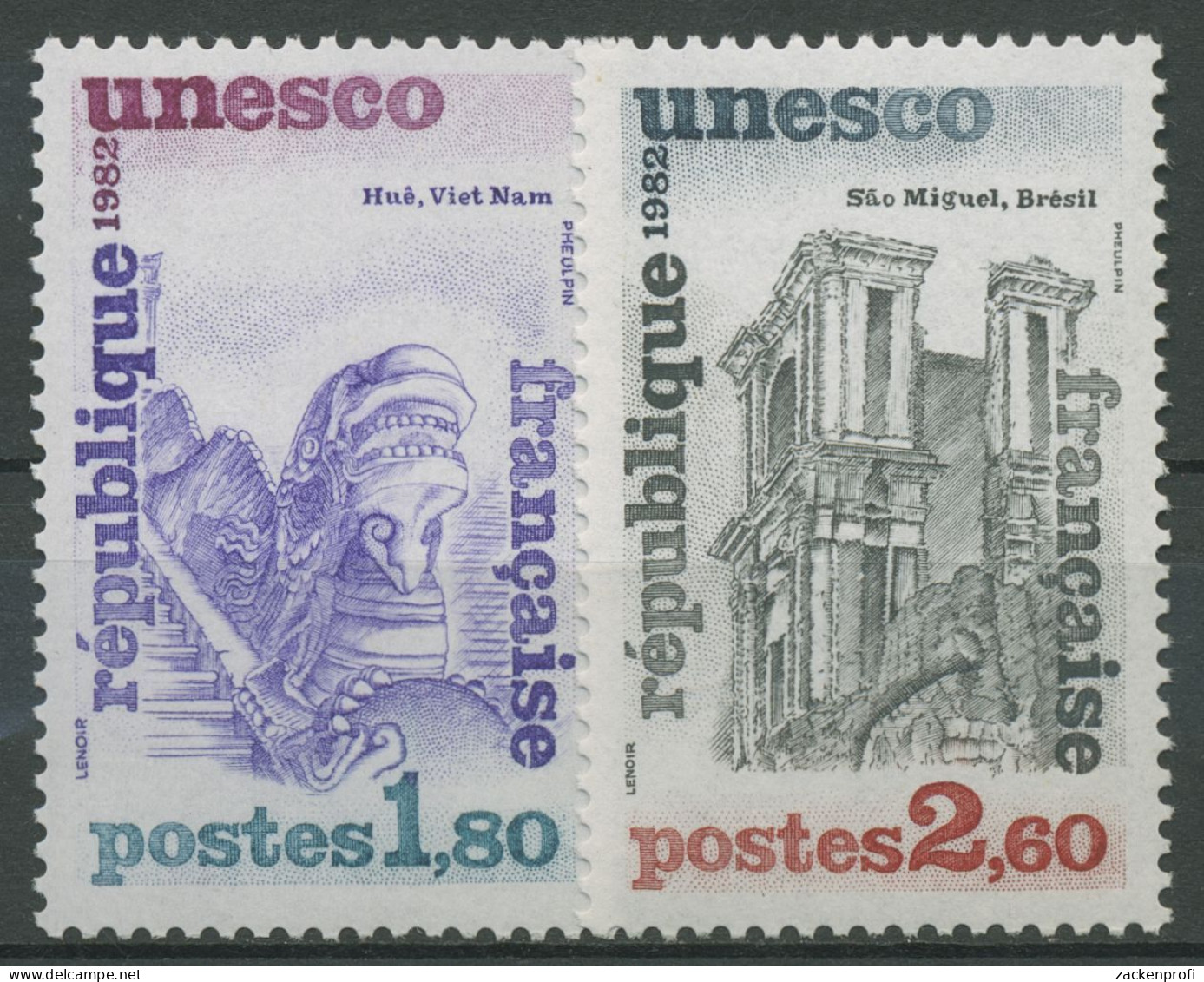 Frankreich 1982 Dienstmarke UNESCO Welterbe Bauwerke D 27/28 Postfrisch - Nuevos