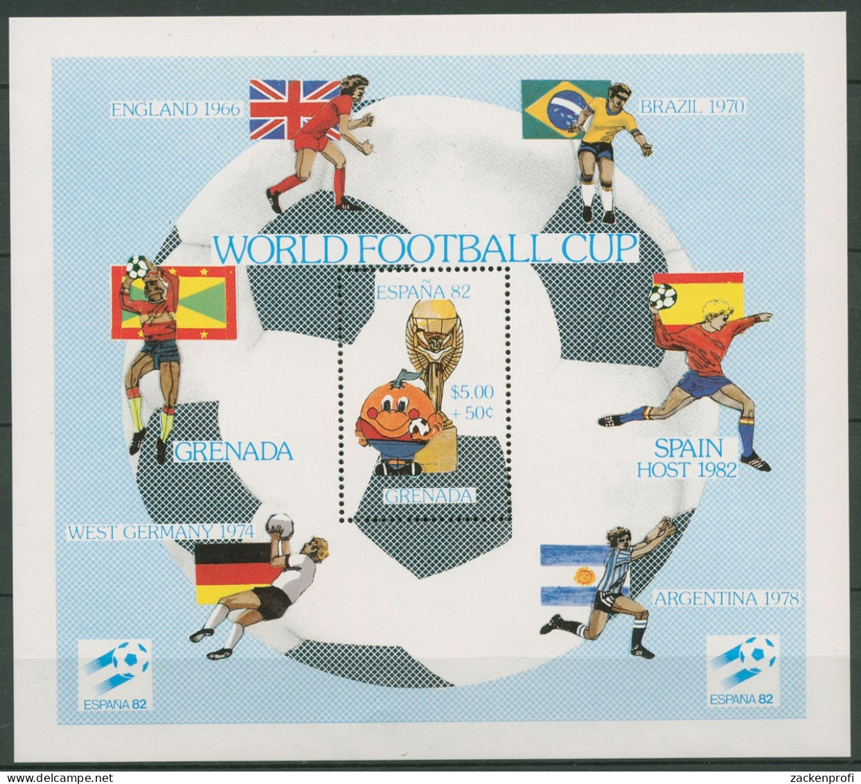 Grenada 1981Fußball-WM Spanien Pokal Maskottchen Block 100 Postfrisch (C94535) - Grenada (1974-...)