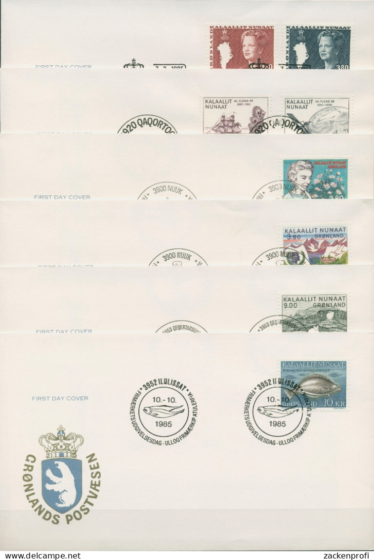 Grönland 1985 Ersttagsbriefe FDC Jahrgang Komplett (X96651) - FDC