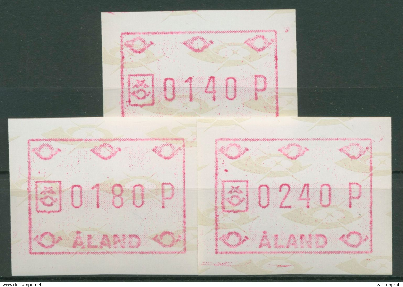 Aland 1988 ATM Große Posthörner Satz 3 Werte ATM 2 S 1 Postfrisch - Aland