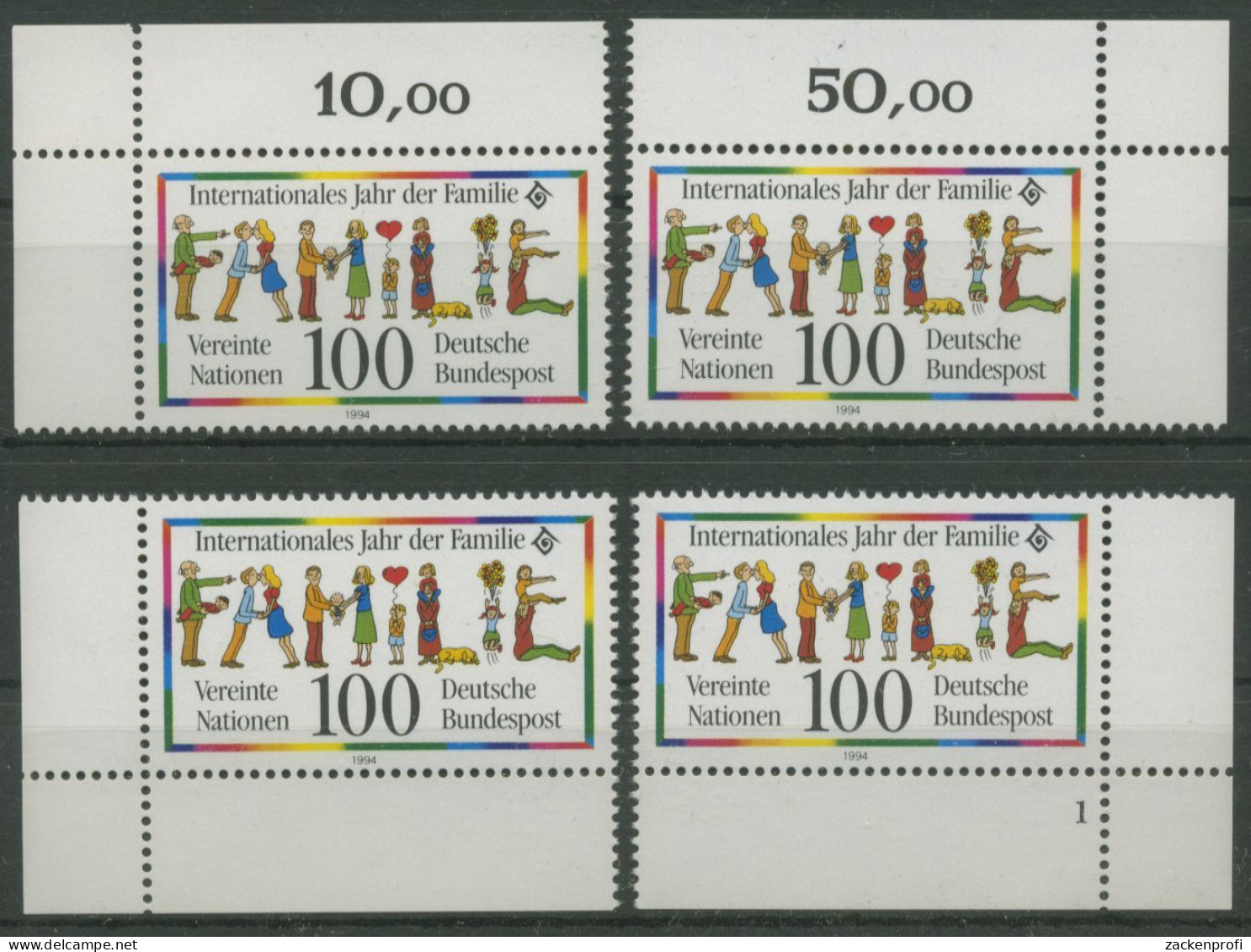 Bund 1994 UNO Jahr Der Familie 1711 Alle 4 Ecken Postfrisch (E2210) - Ungebraucht