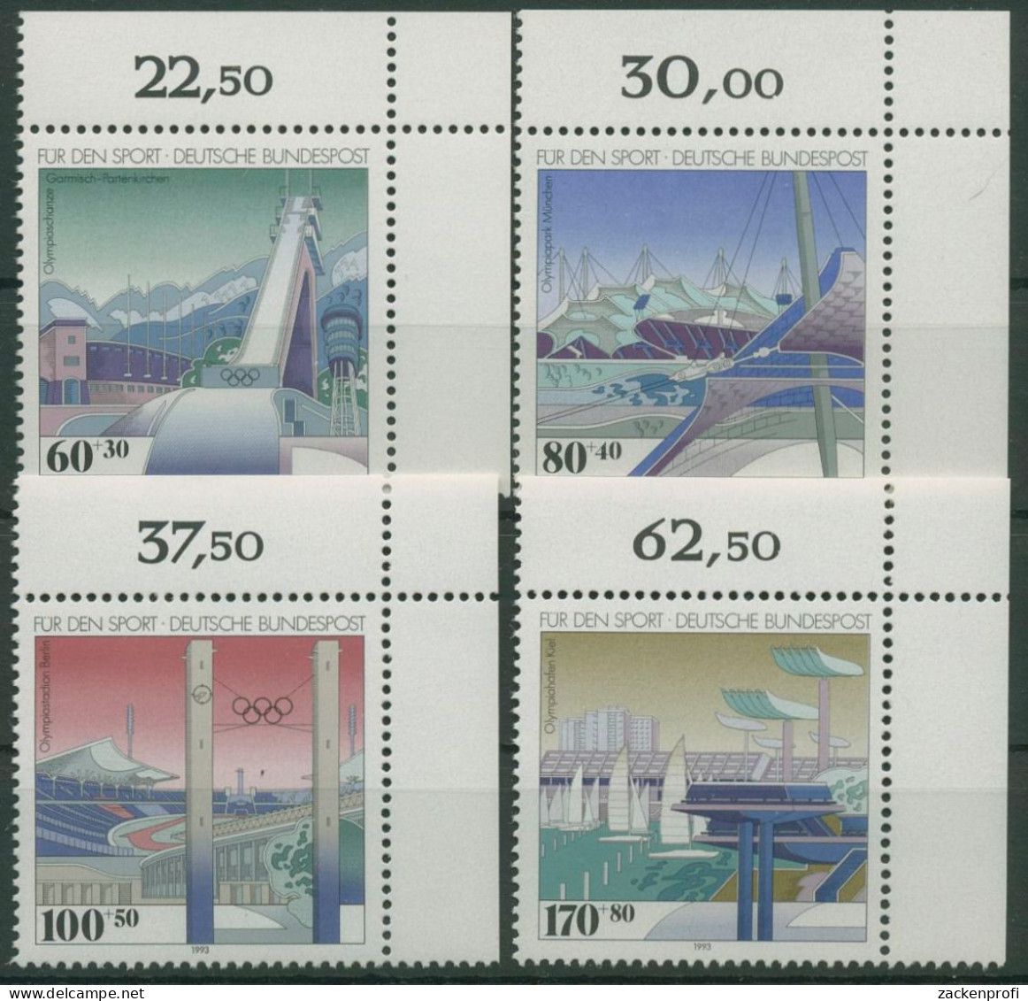 Bund 1993 Sporthilfe Olympiastadien 1650/53 Ecke 2 Postfrisch (E2083) - Unused Stamps