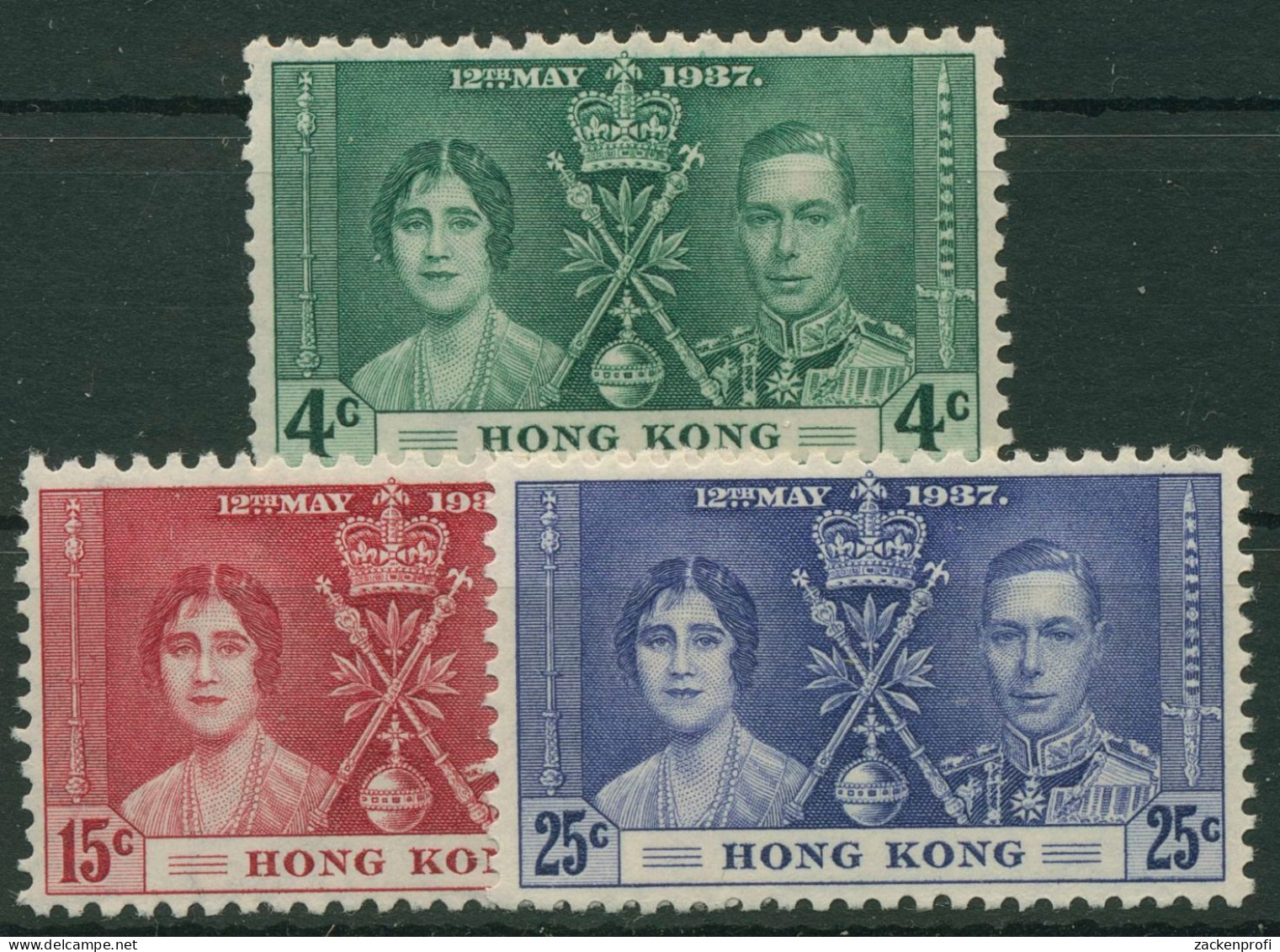 Hongkong 1937 Krönung König Georgs VI. 136/38 Postfrisch - Ungebraucht