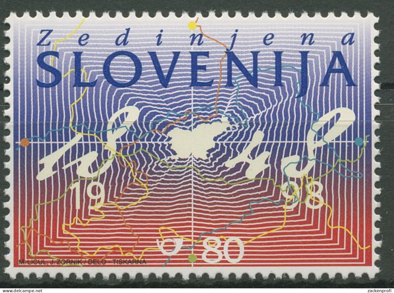 Slowenien 1998 Vereinigtes Slowenien Landkarte 233 Postfrisch - Slovenia