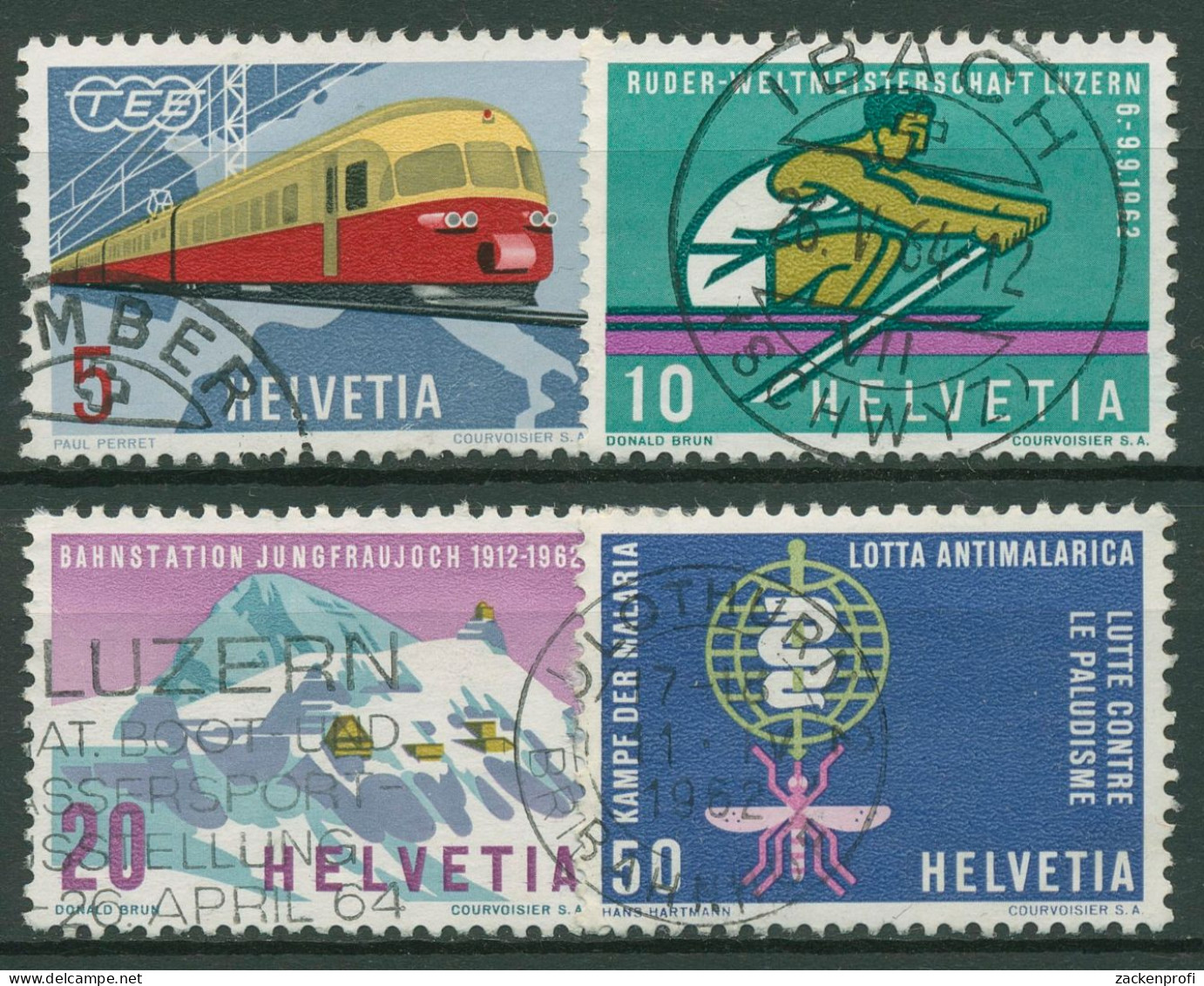 Schweiz 1962 Ereignisse Elektro-TEE-Zug Ruder-WM Malaria 747/50 Gestempelt - Gebruikt