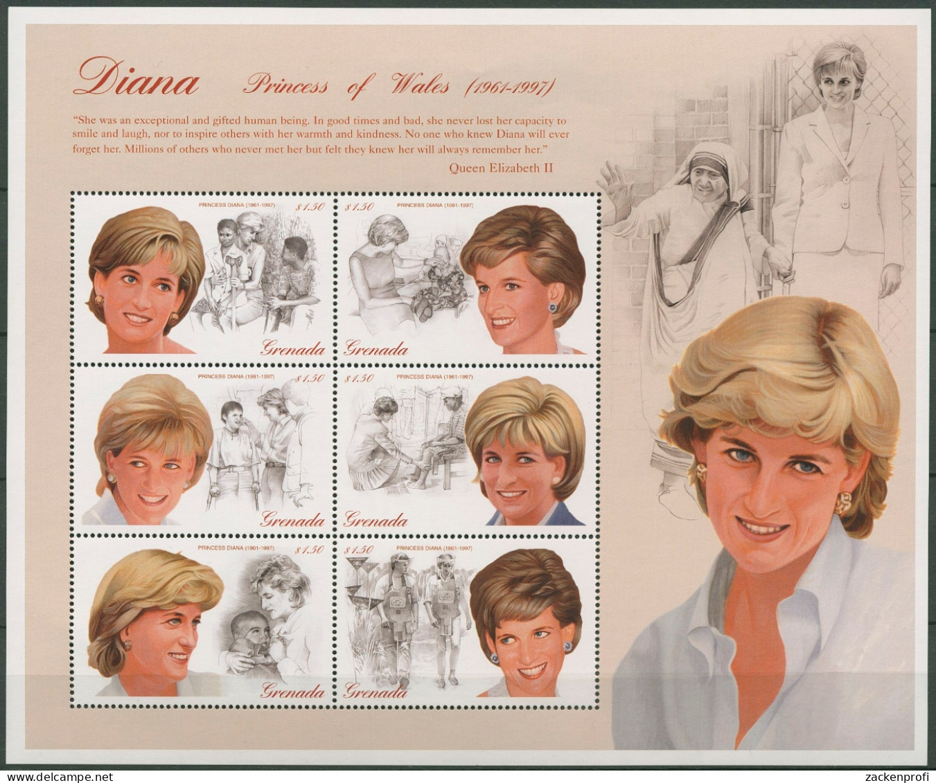 Grenada 1997 Prinzessin Diana 3604/09 K Postfrisch (C94573) - Grenada (1974-...)