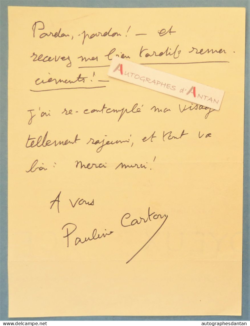 ● L.A.S Pauline CARTON Comédienne - Eliane - Hôtels St James / D'Albany - Née à Biarritz - Lettre Autographe - Actors & Comedians