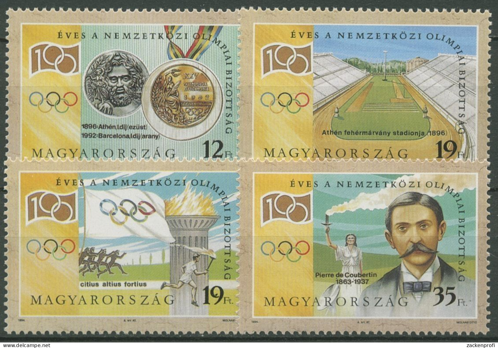 Ungarn 1994 Internationales Olympisches Komitee IOC 4294/97 Postfrisch - Ungebraucht
