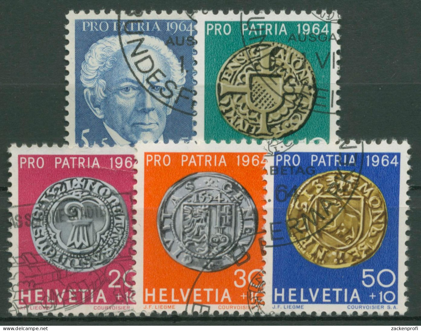 Schweiz 1964 Pro Patria Erfinder Johann G. Bodmer Münzen 795/99 Gestempelt - Used Stamps