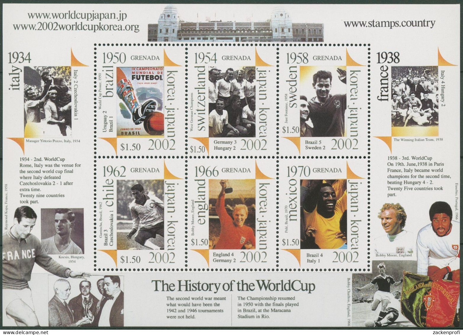 Grenada 2001 Fußball-WM Japan Südkorea Endspiele 4839/44 K Postfrisch (C97258) - Grenade (1974-...)