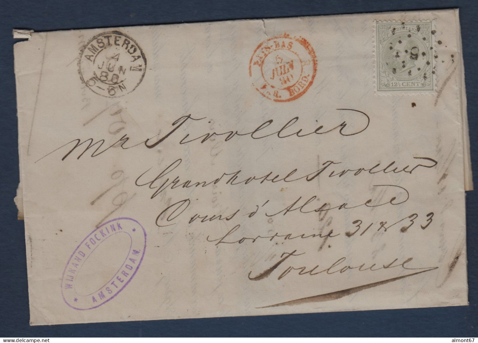 Cachet D'entrée  PAYS  BAS  PAR  BORD.  B Sur Lettre D'Amsterdam - Entry Postmarks