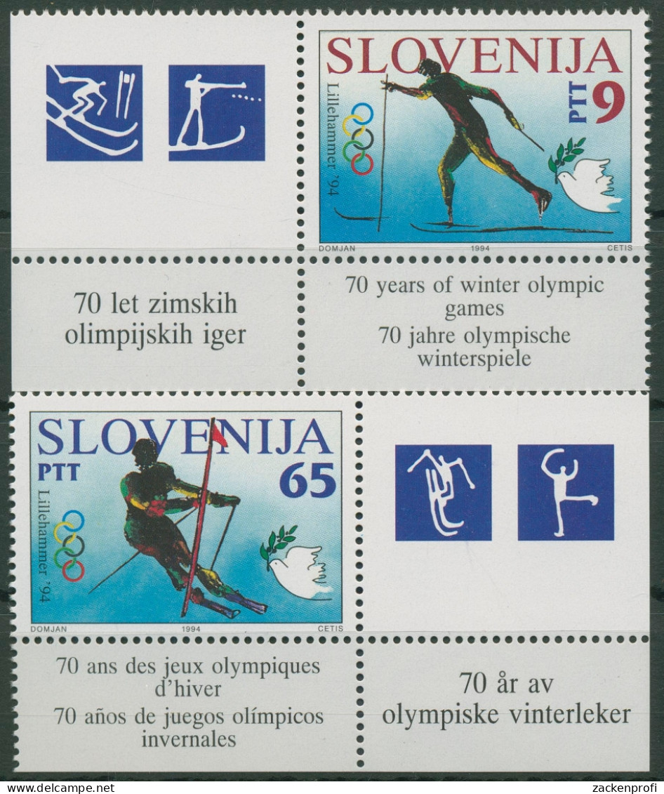 Slowenien 1994 Olympia Winterspiele Lillehammer 76/77 Ecke Postfrisch - Slovénie