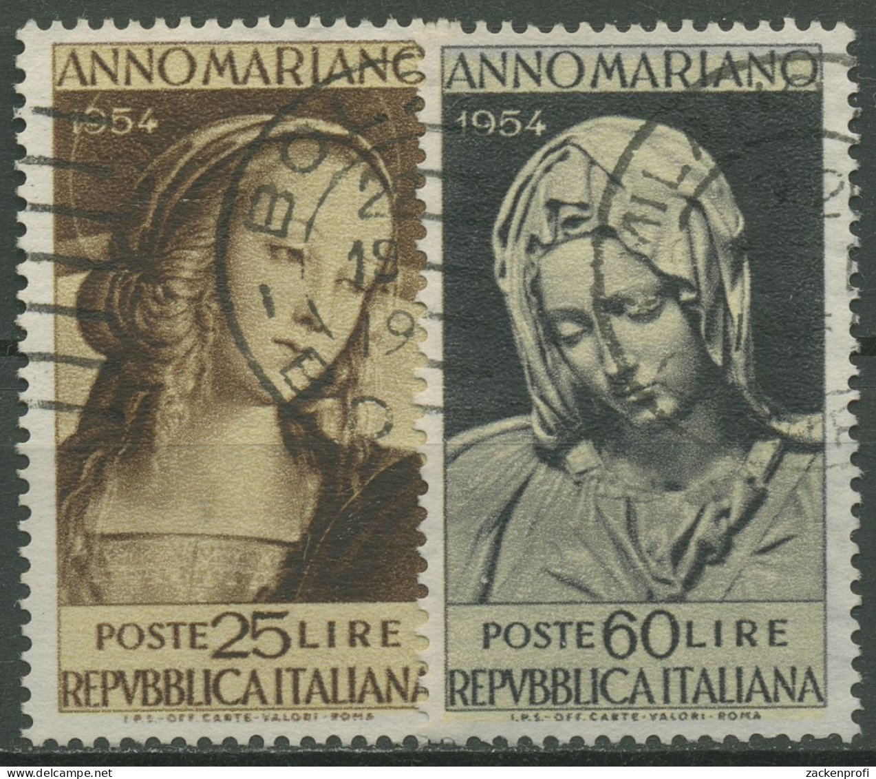 Italien 1954 Marianisches Jahr Madonna Plastik 924/25 Gestempelt - 1946-60: Afgestempeld