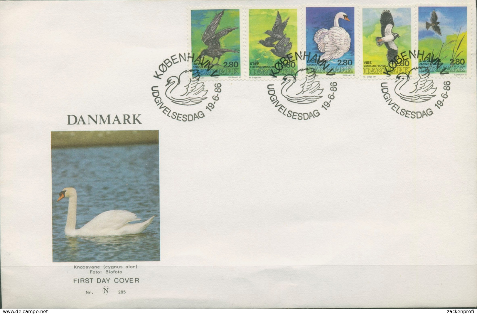 Dänemark 1986 Tiere Vögel Ersttagsbrief 872/76 FDC (X96636) - FDC