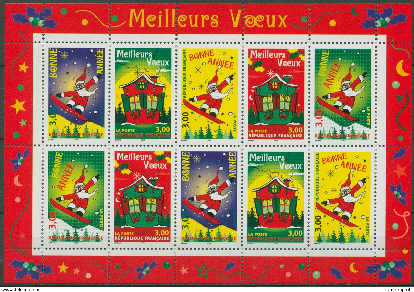 Frankreich 1998 Grußmarken Weihnachten Kleinbogen 3343/47 K Postfrisch (C96233) - Mint/Hinged