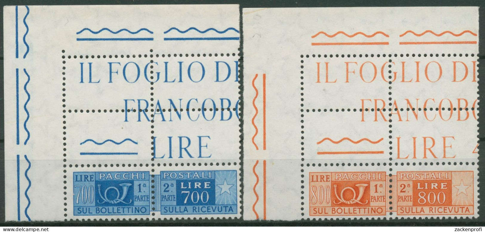 Italien 1966 Paketmarken Posthorn PA 102/03 Paare Ecke Postfrisch - Paketmarken