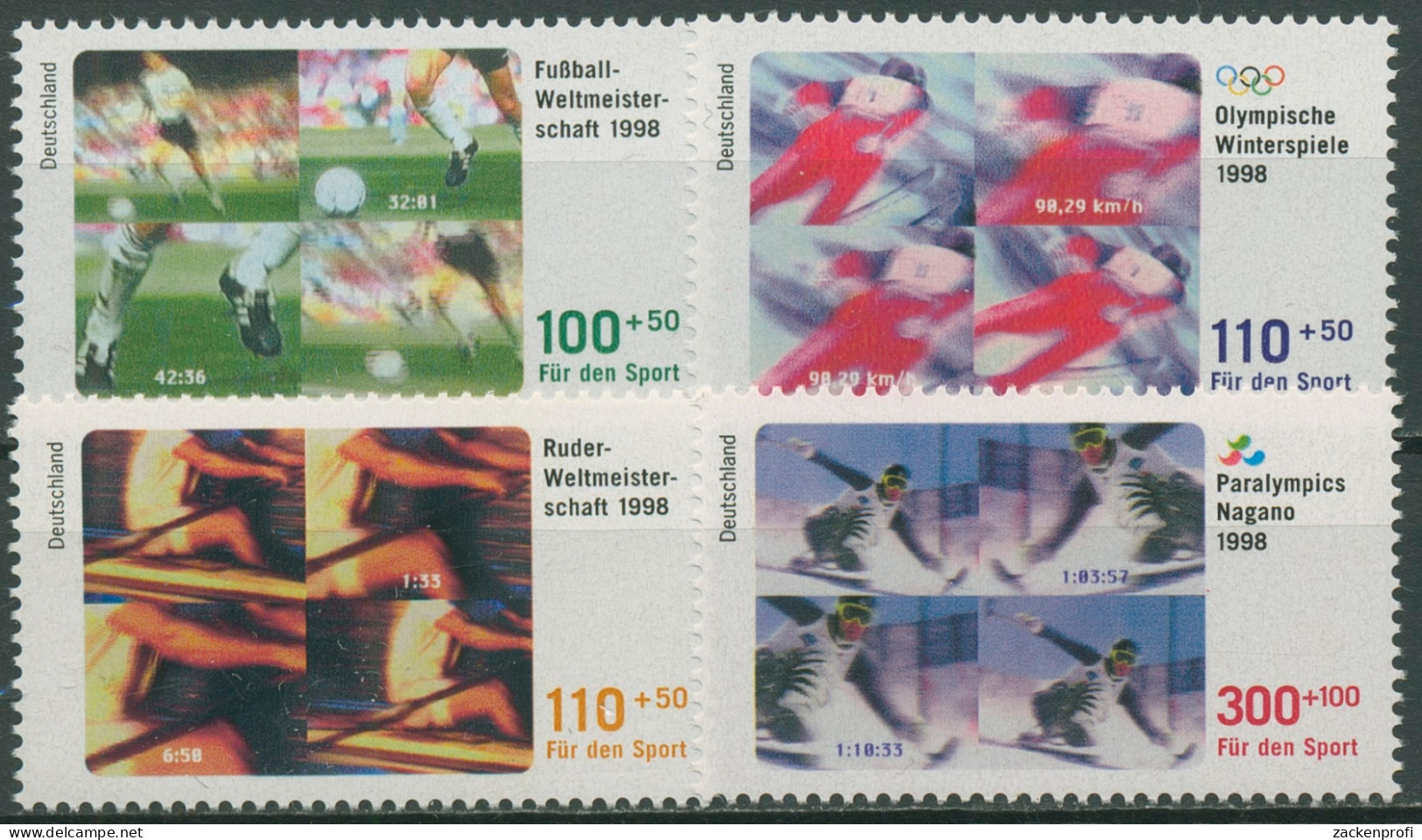 Bund 1998 Sporthilfe Fußball, Olympia Nagano, Rudern 1968/71 Postfrisch - Unused Stamps