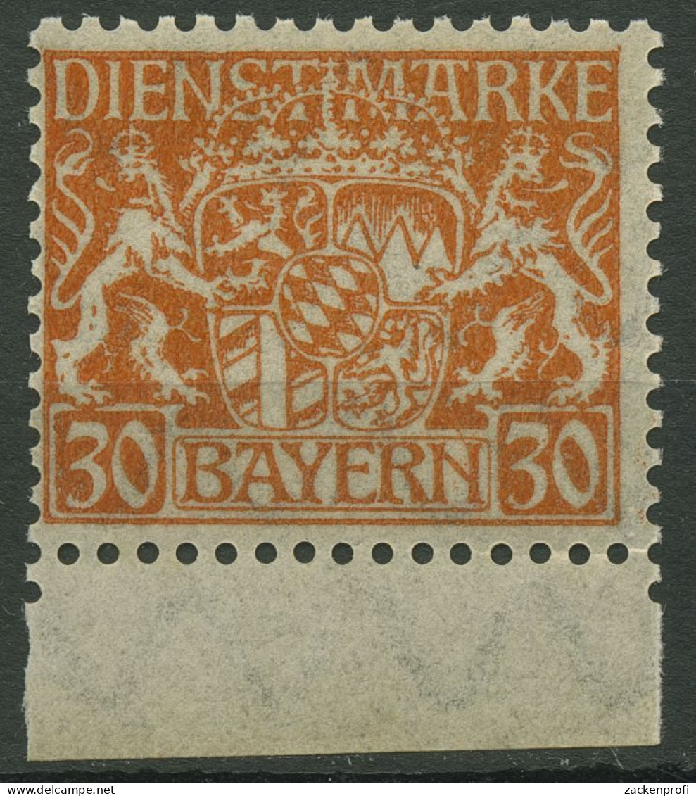 Bayern Dienstmarken 1916/17 Staatswappen Unterrand D 22 X Postfrisch Geprüft - Postfris